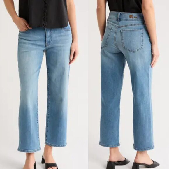 KUT from the Kloth Women's Lucy High Waist Ankle Wide Leg Jeans in Fennel Blue - Picture 1 of 8
